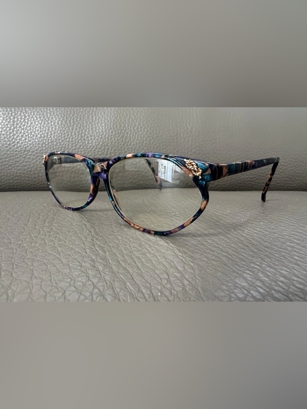 Marbled Teal, Purple & Brown Eyeglass Temple frame france glasses vintage